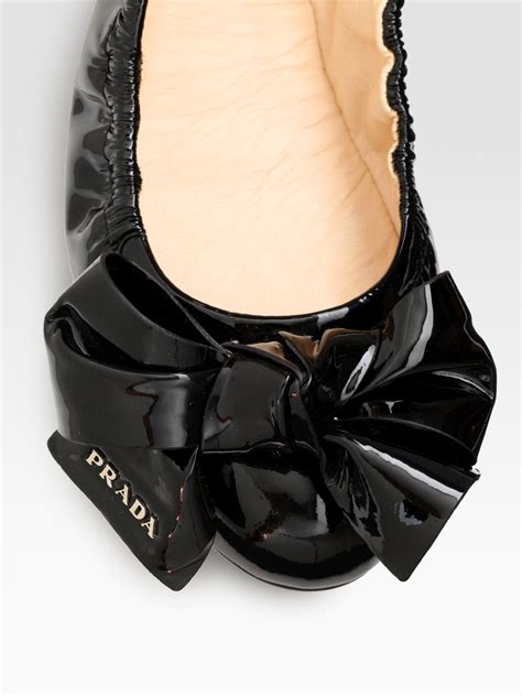 prada patent leather bow flats